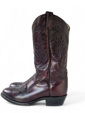 Tony Lama Men's Leather Cowboy Boots - Burgundy/Dark Cherry
